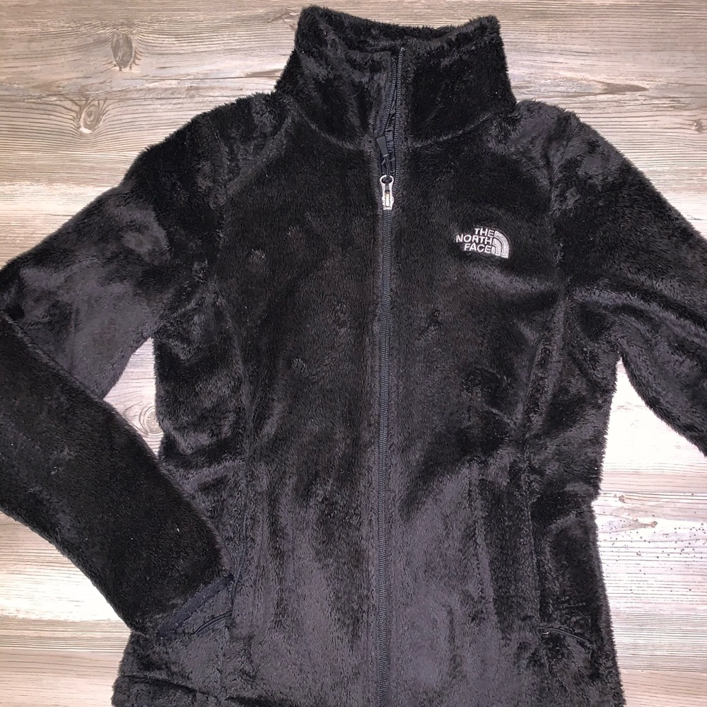 Black fuzzy Northface jacket